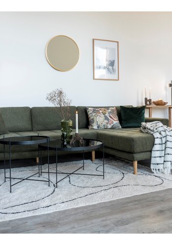 HOUSE NORDIC Lido lounge sofa, hyre sjeselong, m. 4 puter - olivengrnn polyester og eik