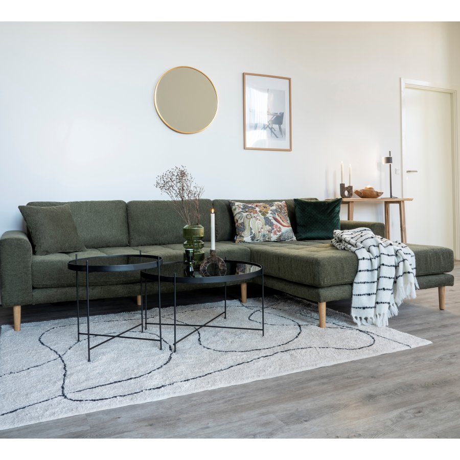 HOUSE NORDIC Lido lounge sofa, hyre sjeselong, m. 4 puter - olivengrnn polyester og eik