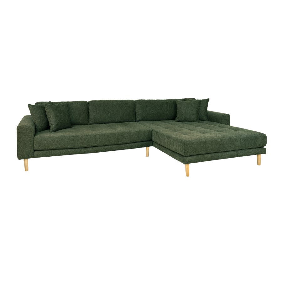 HOUSE NORDIC Lido lounge sofa, hyre sjeselong, m. 4 puter - olivengrnn polyester og eik