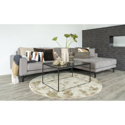 Lido loungesofa, hjre chaiselong, m. 4 puder - stone polyester og sort tr