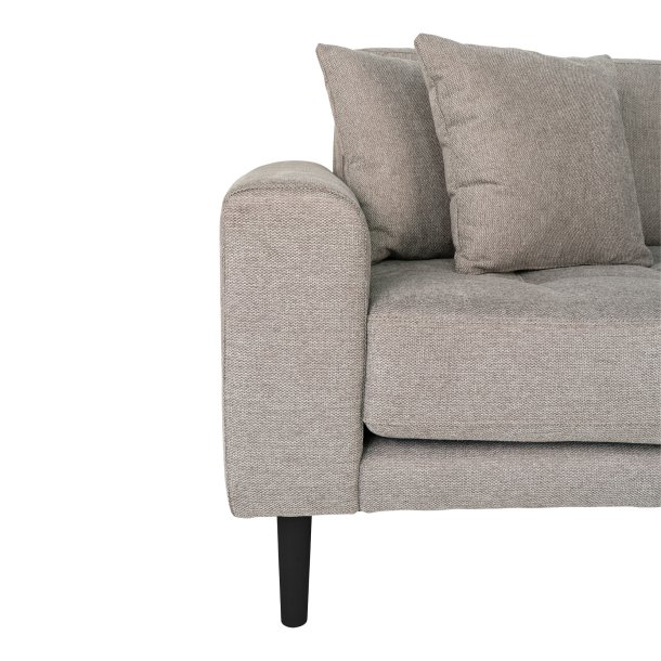Lido loungesofa, hjre chaiselong, m. 4 puder - stone polyester og sort tr