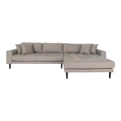Lido loungesofa, hjre chaiselong, m. 4 puder - stone polyester og sort tr