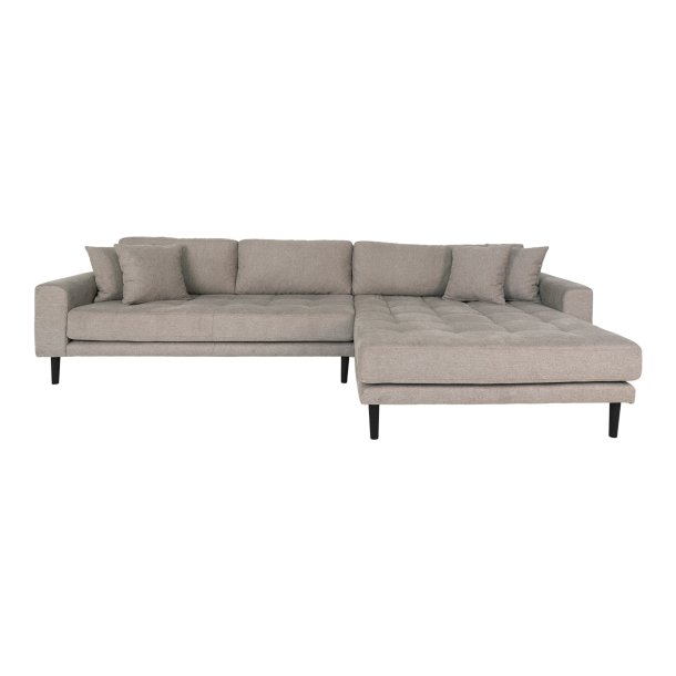 Lido loungesofa, hjre chaiselong, m. 4 puder - stone polyester og sort tr