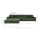 HOUSE NORDIC Lido loungesofa, m. venstre chaiselong og 4 puder - olivengr�n polyester og egetr�