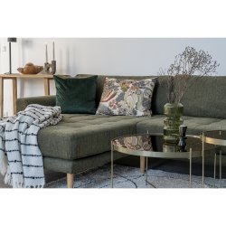 HOUSE NORDIC Lido loungesofa, m. venstre chaiselong og 4 puder - olivengrn polyester og egetr