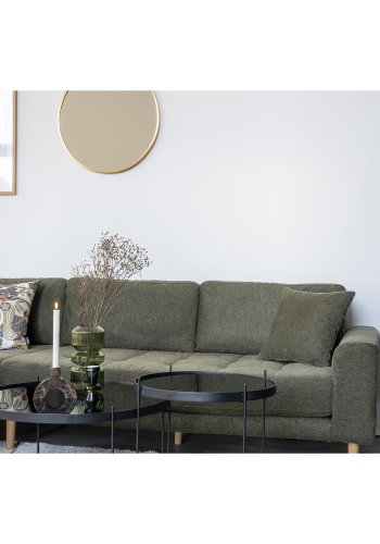 HOUSE NORDIC Lido lounge sofa, med venstre sjeselong og 4 puter - olivengrnn polyester og eik