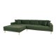 HOUSE NORDIC Lido lounge sofa, med venstre sjeselong og 4 puter - olivengrnn polyester og eik