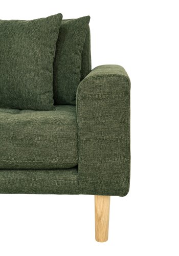 HOUSE NORDIC Lido lounge sofa, med venstre sjeselong og 4 puter - olivengrnn polyester og eik