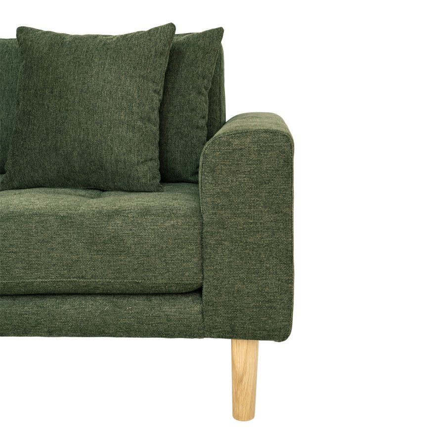 HOUSE NORDIC Lido lounge sofa, med venstre sjeselong og 4 puter - olivengrnn polyester og eik