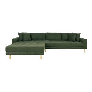 HOUSE NORDIC Lido loungesoffa, med vnster schslong och 4 kuddar - olivgrn polyester och ek
