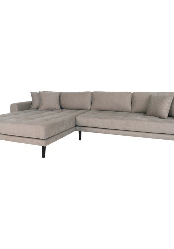 HOUSE NORDIC Lido lounge sofa, venstre sjeselong, m. 4 puter - stein polyester og sort tre