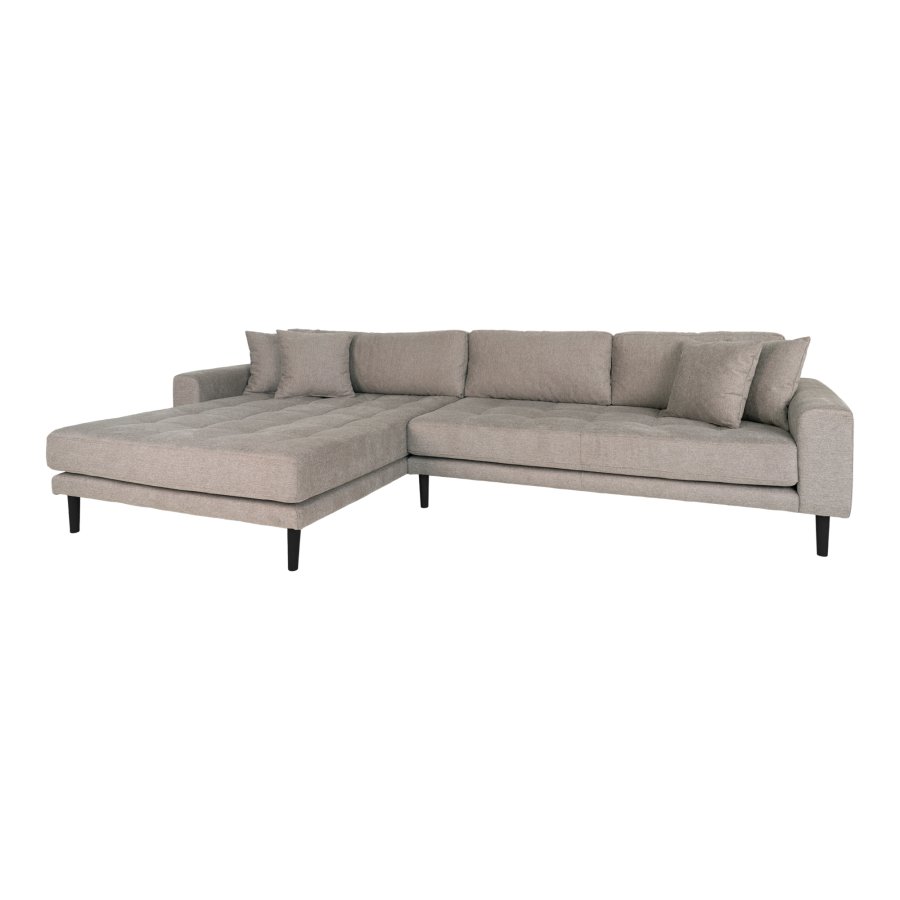 HOUSE NORDIC Lido lounge sofa, venstre sjeselong, m. 4 puter - stein polyester og sort tre