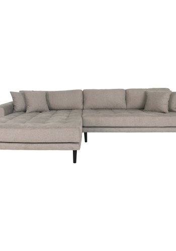 HOUSE NORDIC Lido lounge sofa, venstre sjeselong, m. 4 puter - stein polyester og sort tre