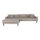 HOUSE NORDIC Lido lounge sofa, venstre sjeselong, m. 4 puter - stein polyester og sort tre