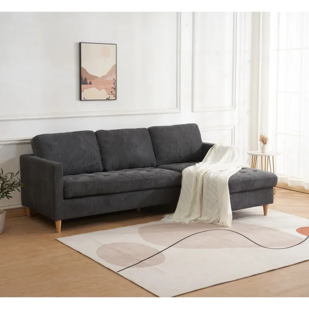 Firenze sofa, mrkegr med ben i naturtr,