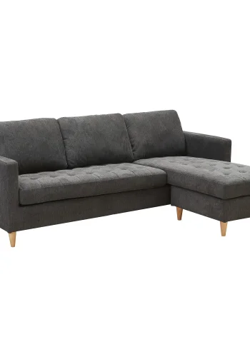 Sofa Firenze, dunkelgrau mit Beinen aus Naturholz,