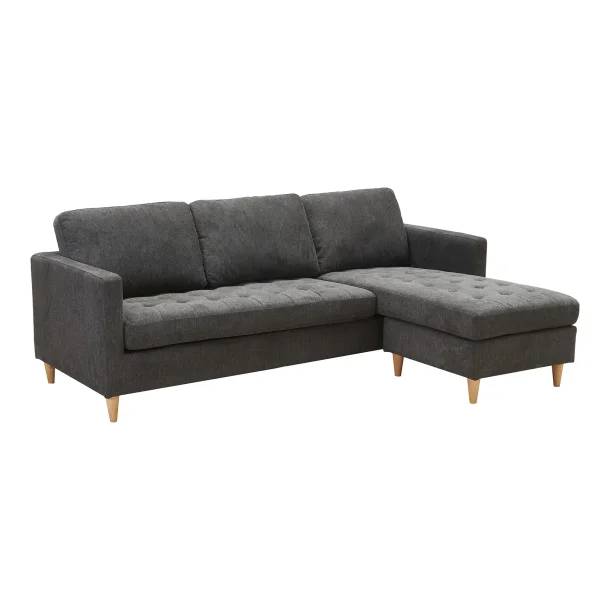 Firenze sofa, mrkegr med ben i naturtr,