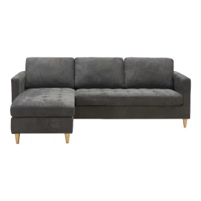 Firenze sofa, mrkegr med ben i naturtr,