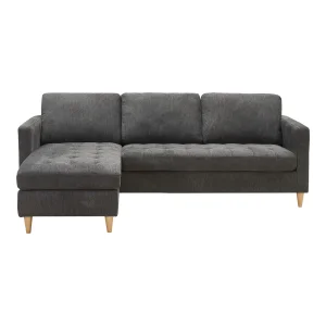 Firenze sofa, mrkegr med ben i naturtr,