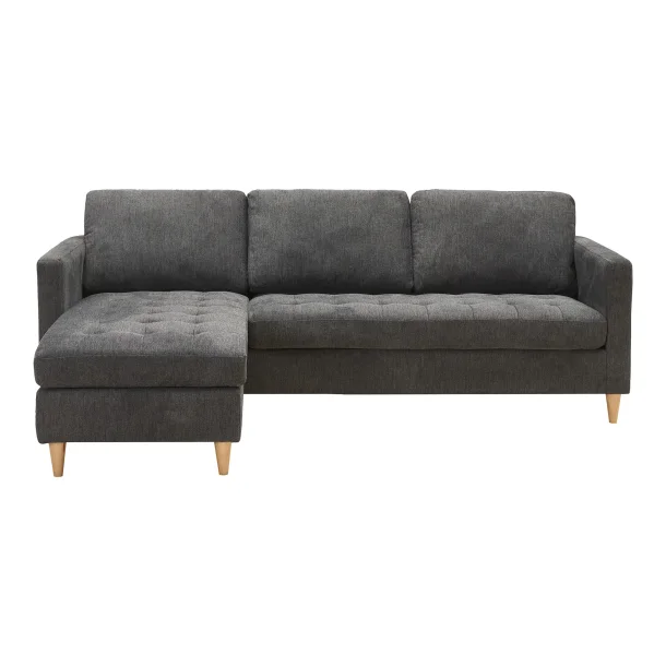 Firenze sofa, mrkegr med ben i naturtr,