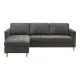 Sofa Firenze, dunkelgrau mit Beinen aus Naturholz,