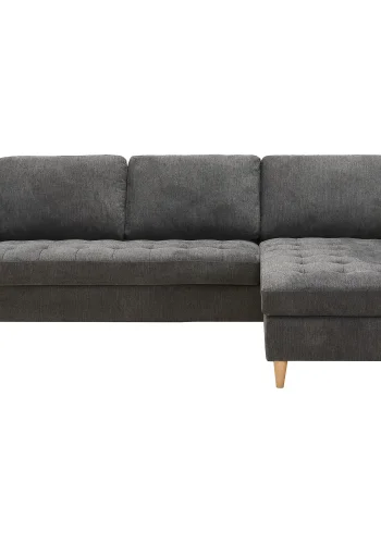 Sofa Firenze, dunkelgrau mit Beinen aus Naturholz,