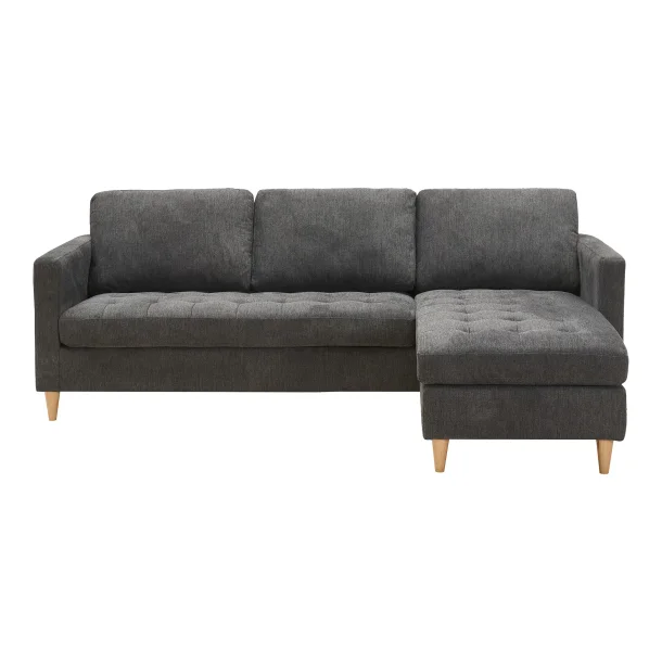 Firenze sofa, mrkegr med ben i naturtr,