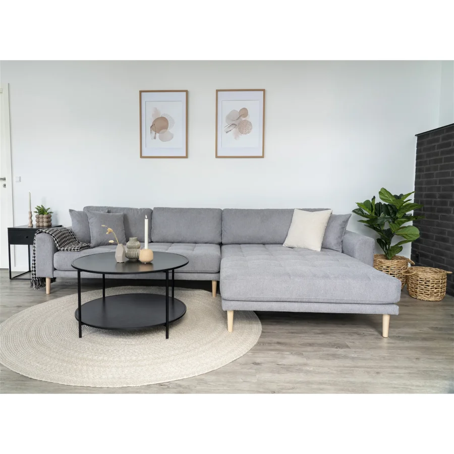 HOUSE NORDIC Lido lounge sofa, hyre sjeselong, m. 4 puter - lys gr polyester og naturlig bk