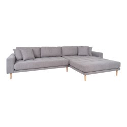 HOUSE NORDIC Lido loungesofa, hjre chaiselong, m. 4 puder - lysegr polyester og natur bg