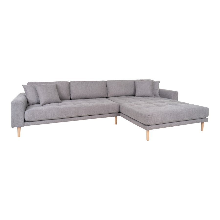 HOUSE NORDIC Lido lounge sofa, hyre sjeselong, m. 4 puter - lys gr polyester og naturlig bk