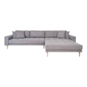 HOUSE NORDIC Lido loungesofa, hjre chaiselong, m. 4 puder - lysegr polyester og natur bg