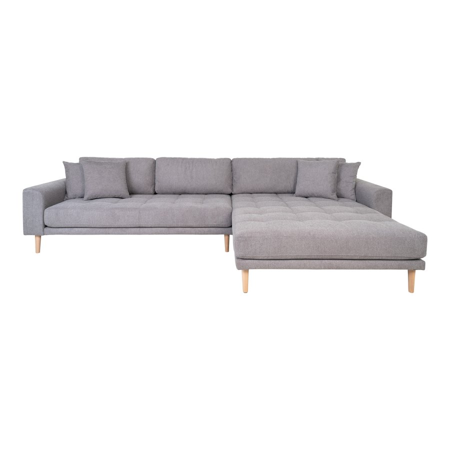HOUSE NORDIC Lido lounge sofa, hyre sjeselong, m. 4 puter - lys gr polyester og naturlig bk