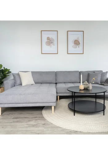 HOUSE NORDIC Lido lounge sofa, venstre sjeselong, m. 4 puter - lys gr polyester og naturlig bk