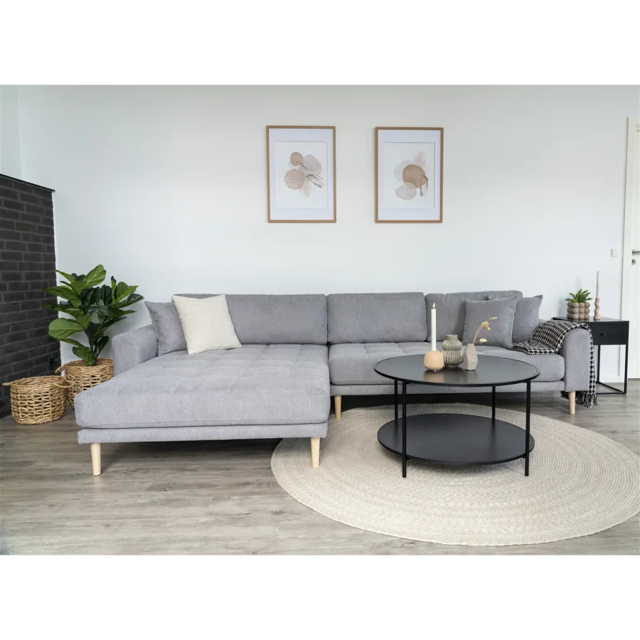 HOUSE NORDIC Lido lounge sofa, venstre sjeselong, m. 4 puter - lys gr polyester og naturlig bk
