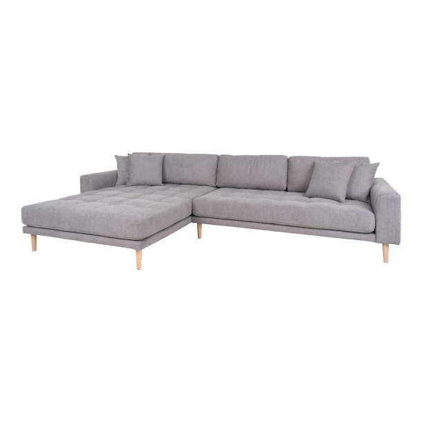 HOUSE NORDIC Lido loungesofa, venstre chaiselong, m. 4 puder - lysegr polyester og natur bg