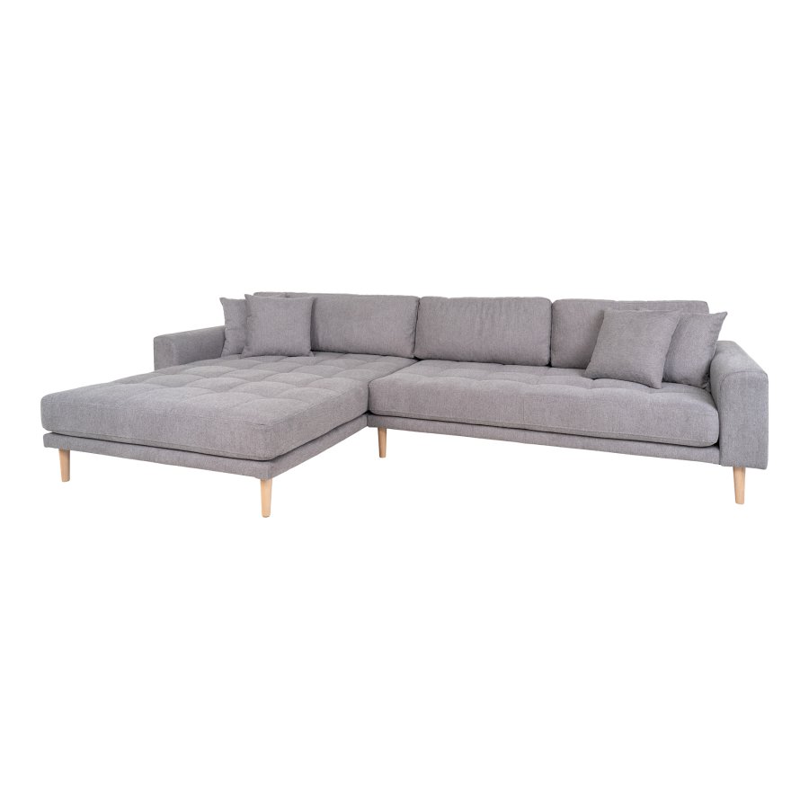 HOUSE NORDIC Lido lounge sofa, venstre sjeselong, m. 4 puter - lys gr polyester og naturlig bk