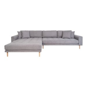 HOUSE NORDIC Lido loungesofa, venstre chaiselong, m. 4 puder - lysegr polyester og natur bg