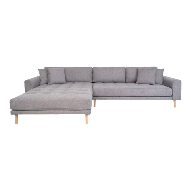 HOUSE NORDIC Lido loungesofa, venstre chaiselong, m. 4 puder - lysegr polyester og natur bg