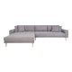 HOUSE NORDIC Lido lounge sofa, venstre sjeselong, m. 4 puter - lys gr polyester og naturlig bk
