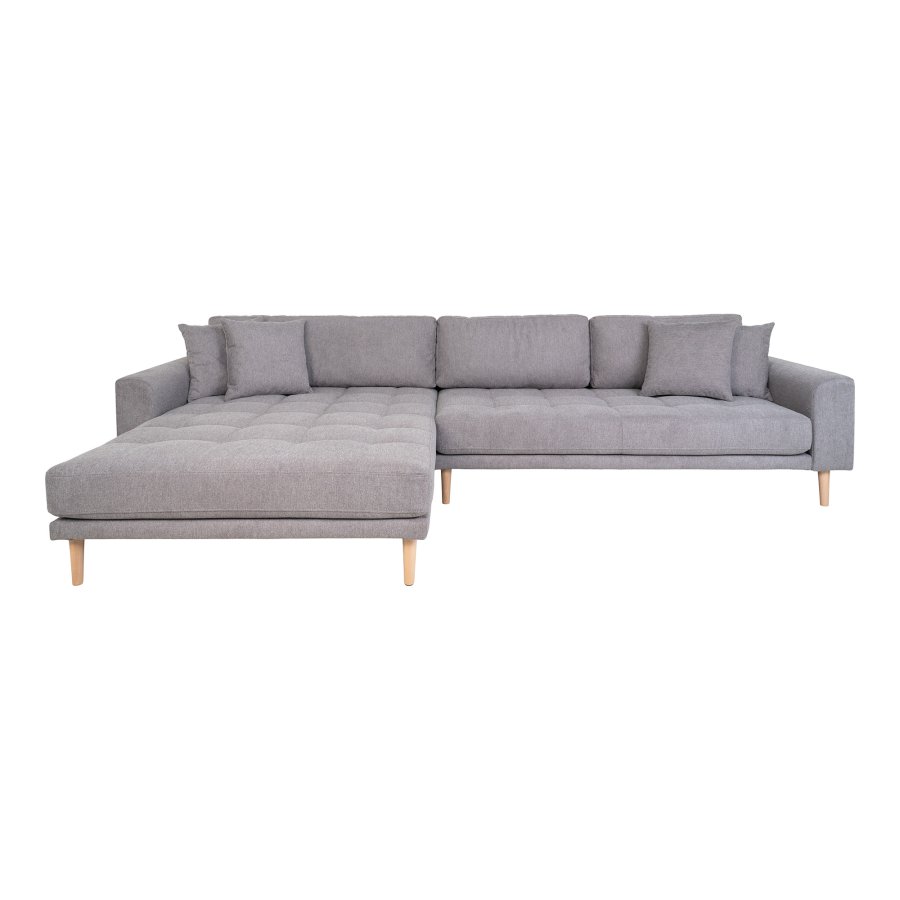 HOUSE NORDIC Lido lounge sofa, venstre sjeselong, m. 4 puter - lys gr polyester og naturlig bk