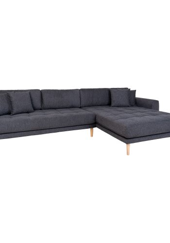 HOUSE NORDIC Lido lounge sofa, hyre sjeselong, m. 4 puter - mrkegr polyester og naturlig bk