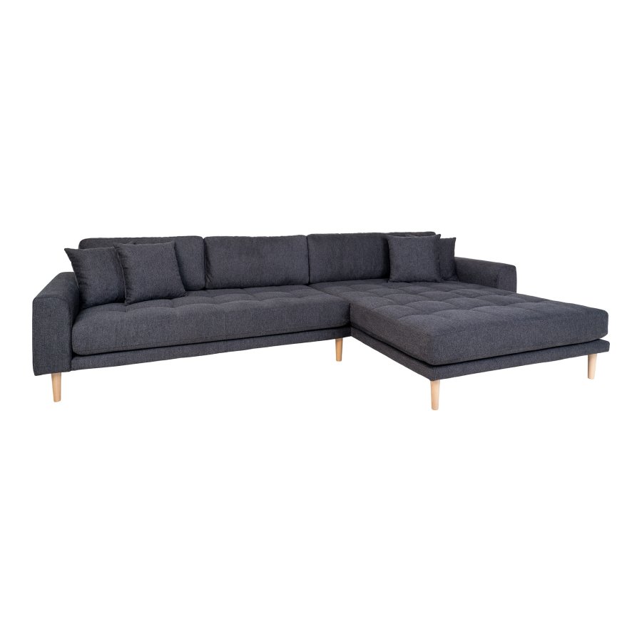 HOUSE NORDIC Lido lounge sofa, hyre sjeselong, m. 4 puter - mrkegr polyester og naturlig bk