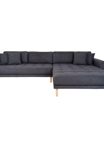 HOUSE NORDIC Lido lounge sofa, hyre sjeselong, m. 4 puter - mrkegr polyester og naturlig bk