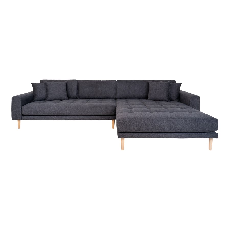 HOUSE NORDIC Lido lounge sofa, hyre sjeselong, m. 4 puter - mrkegr polyester og naturlig bk