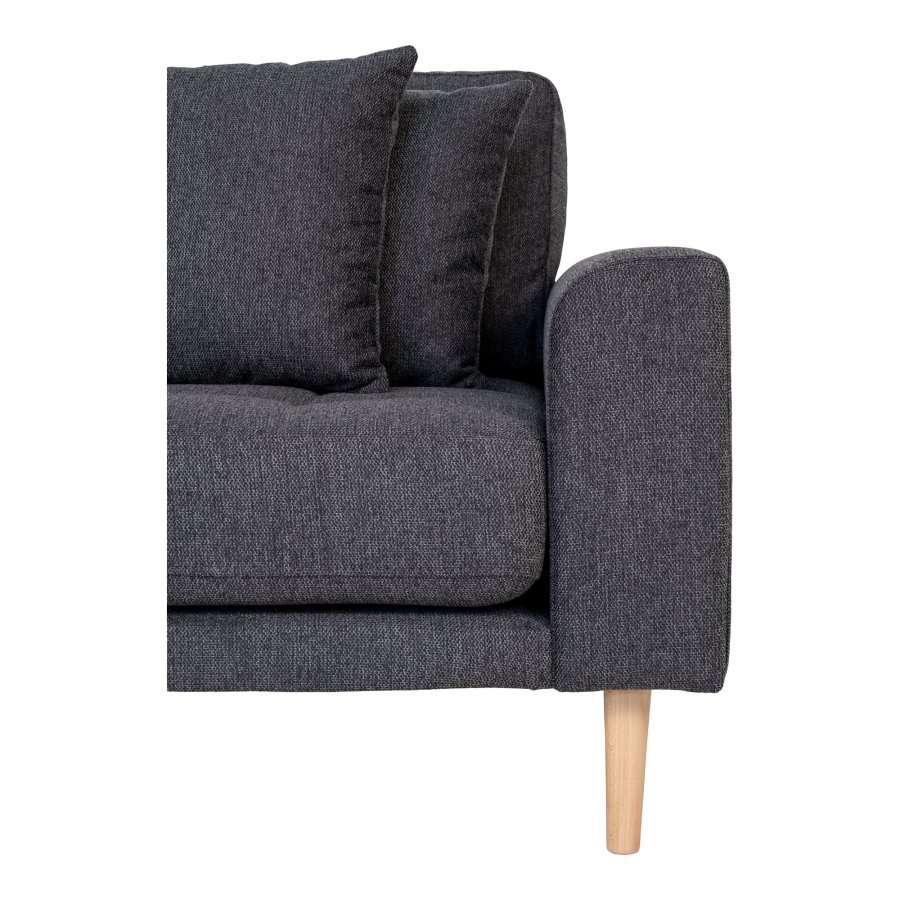 HOUSE NORDIC Lido lounge sofa, venstre sjeselong, m. 4 puter - mrkegr polyester og naturlig bk