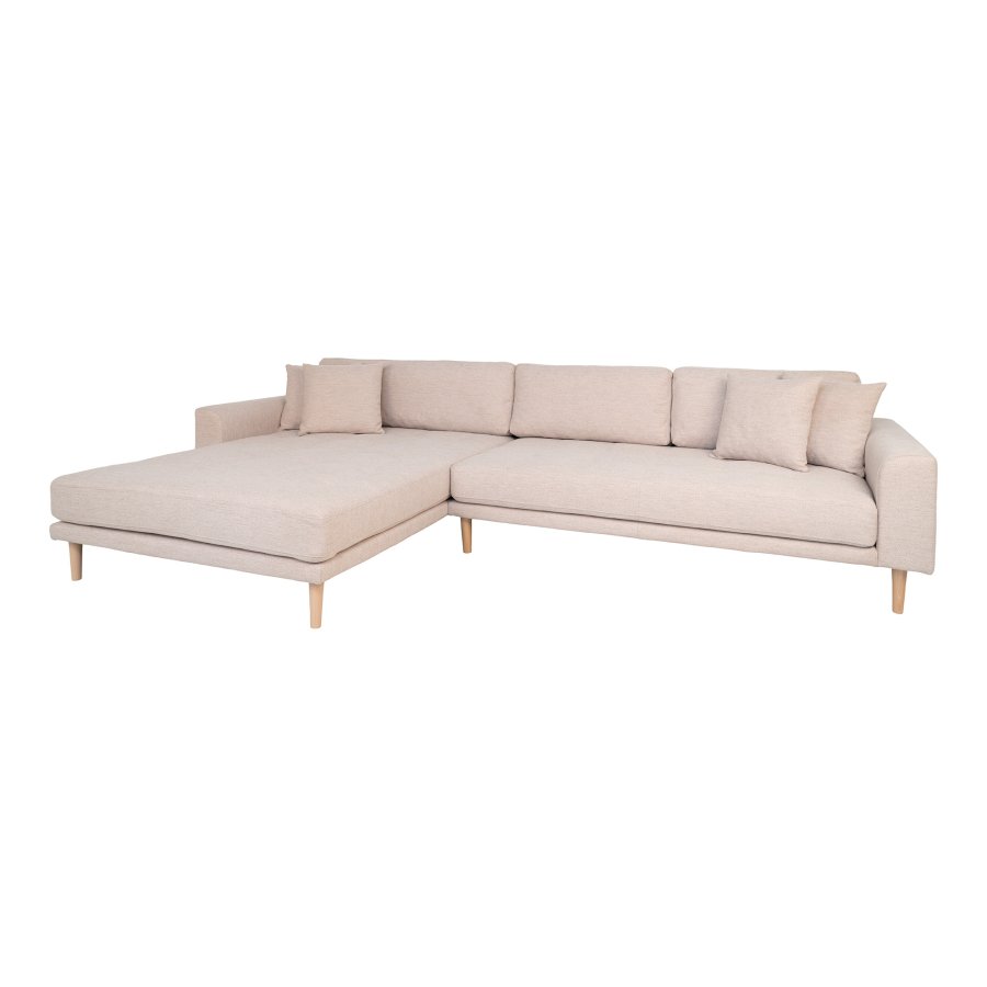 HOUSE NORDIC Lido lounge sofa, venstre sjeselong, m. 4 puter - ekte polyester og naturlig bk