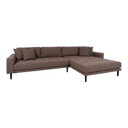 Lido loungesofa, hjre chaiselong, m. 4 puder - brun polyester og sort bg