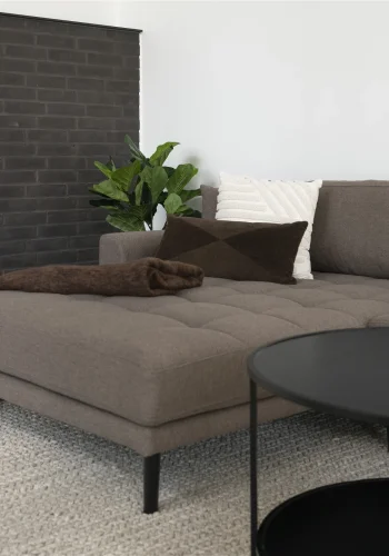 HOUSE NORDIC Lido lounge sofa, venstre sjeselong, m. 4 puter - brun polyester og naturlig bk