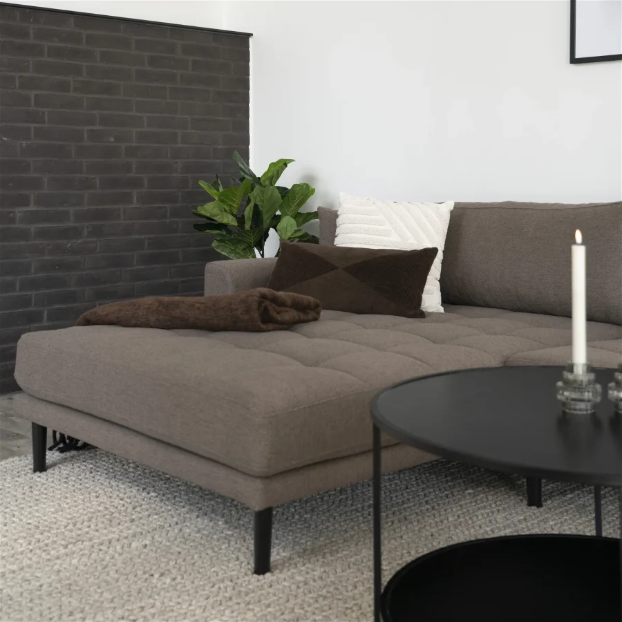 HOUSE NORDIC Lido lounge sofa, venstre sjeselong, m. 4 puter - brun polyester og naturlig bk
