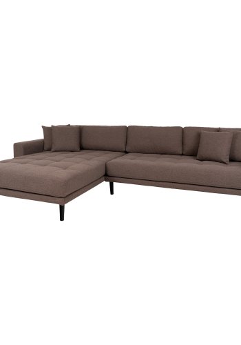 HOUSE NORDIC Lido lounge sofa, venstre sjeselong, m. 4 puter - brun polyester og naturlig bk